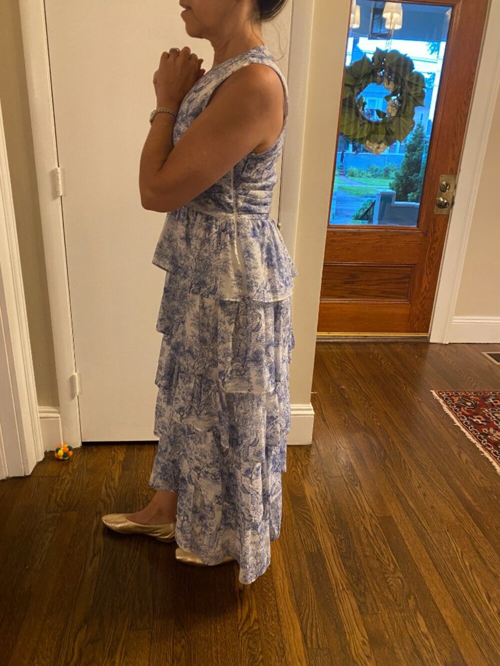 1. State blue floral cotton dress with tiers, size 8 - Picture 4 of 10
